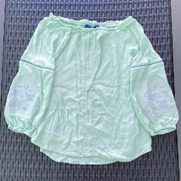 Blue Rain Mint Cold-Shoulder Blouse Size Small - Picture 1 of 3